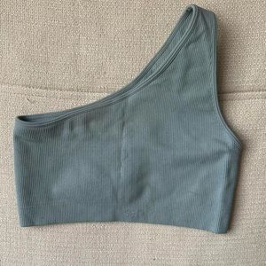 Set Active Sea foam green/ blue teal ribbed one should sports bra